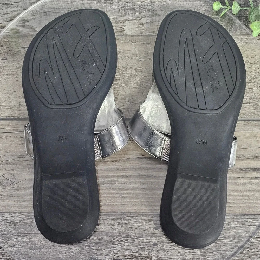 Marc Fisher Silver Embellished Thong Wedge Sandals Women‎ Size 9M